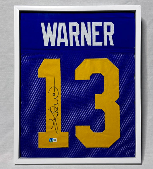 Kurt Warner - Rams - Autograph Jersey (Beckett) - Framed