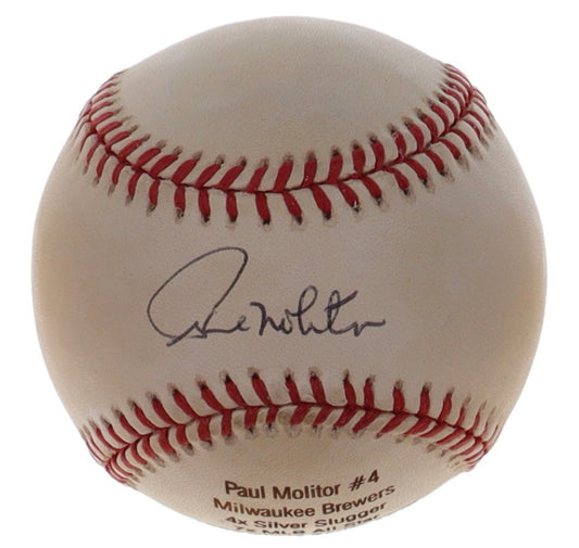 Paul Molitor Autograph Signed Baseball - Hall of Fame OAL Stat Ball - JSA