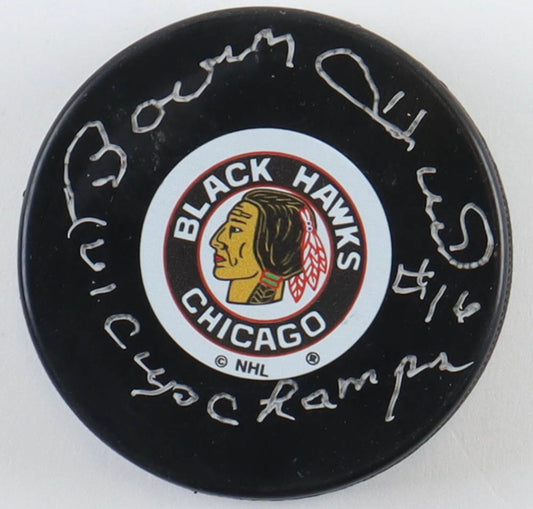 Bobby Hull Autograph Chicago Blackhawks Puck Inscribed “61 Cup Champs” - PSA
